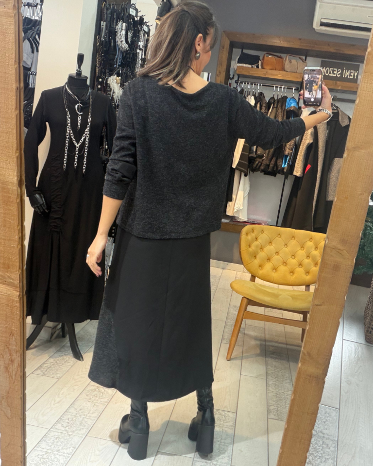 Miles Çift Katlı Üstü Kırçıllı Elbise