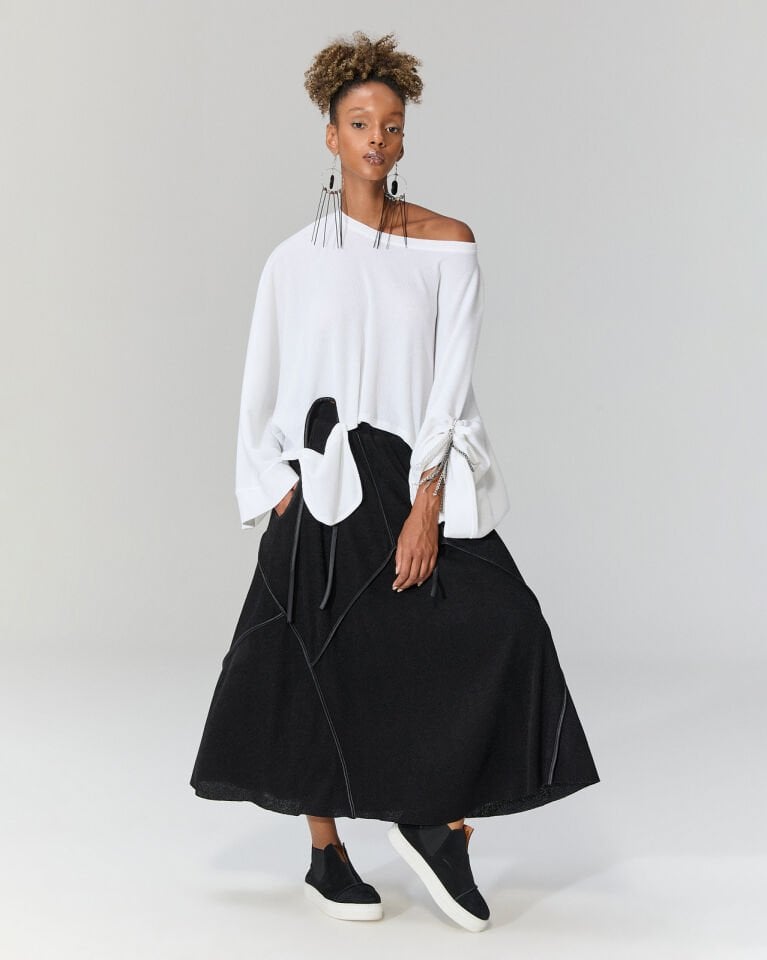 Leticia Salaş Triko Bluz (Beyaz)