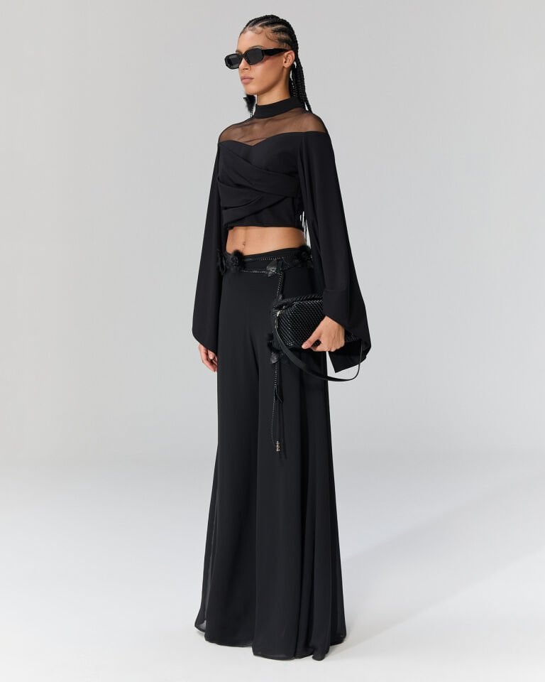 Larissa İçi Yırtmaçlı Dışı Tül Pantolon