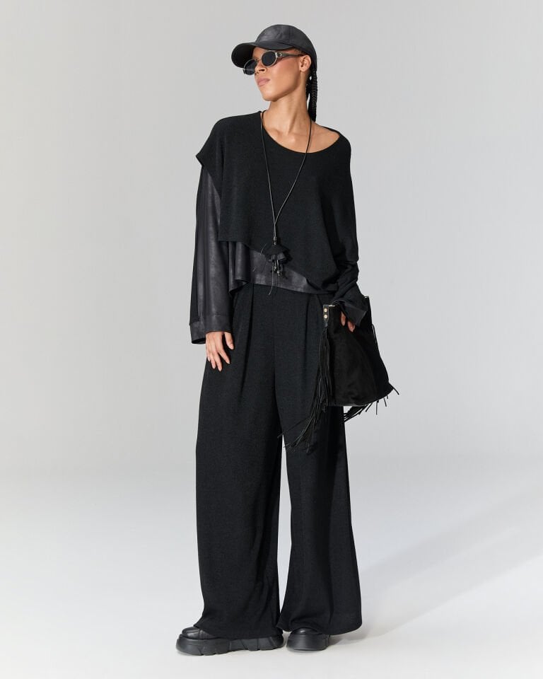 İsabel Deri Detaylı Triko Bluz