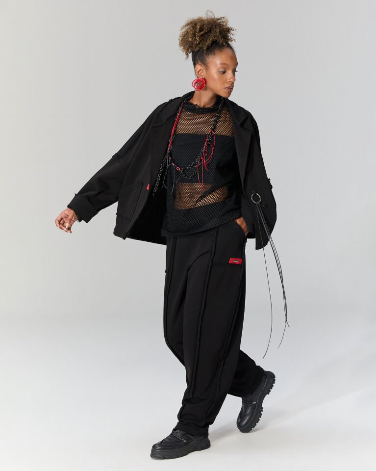 Ava İki İplik Rahat Pantolon (Siyah)