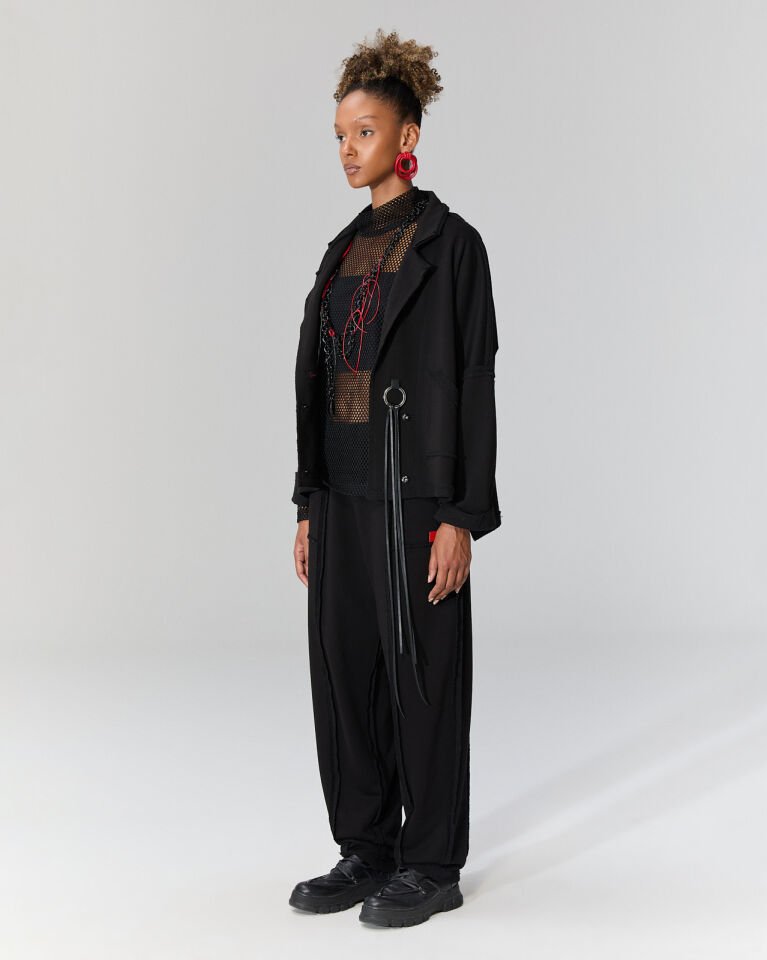 Ava İki İplik Rahat Pantolon (Siyah)