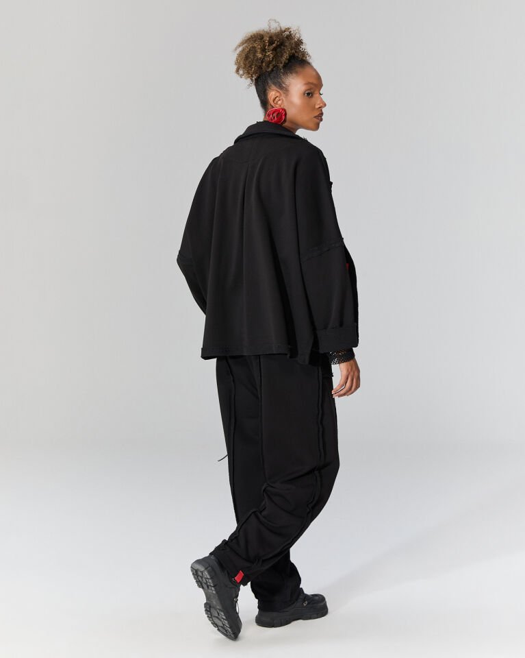 Ava İki İplik Rahat Pantolon (Siyah)