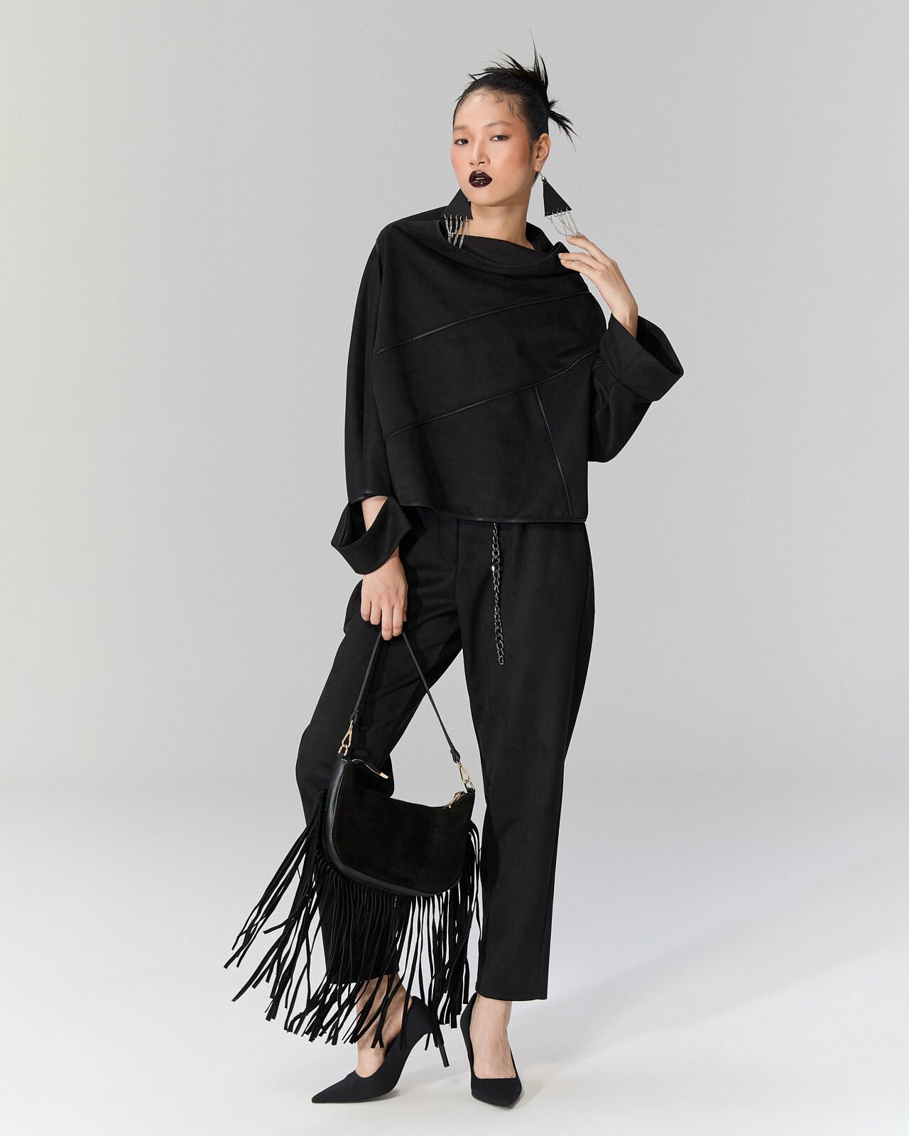 Sia Nubuk Dokulu Bluz (Siyah)