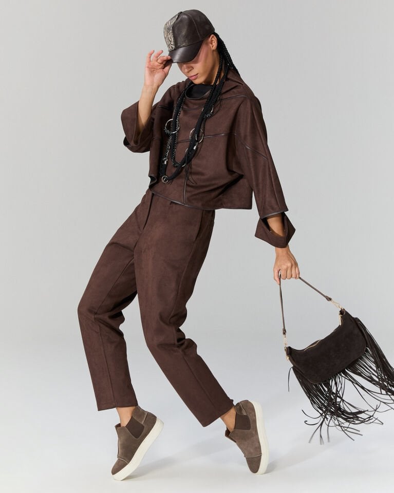 Sia Nubuk Dokulu Bluz (Kahve)