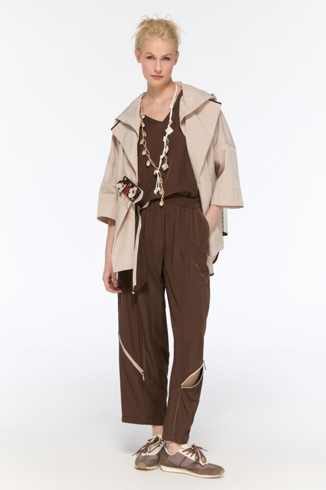 Chic Fermuar Detaylı Pantolon (Kahve)