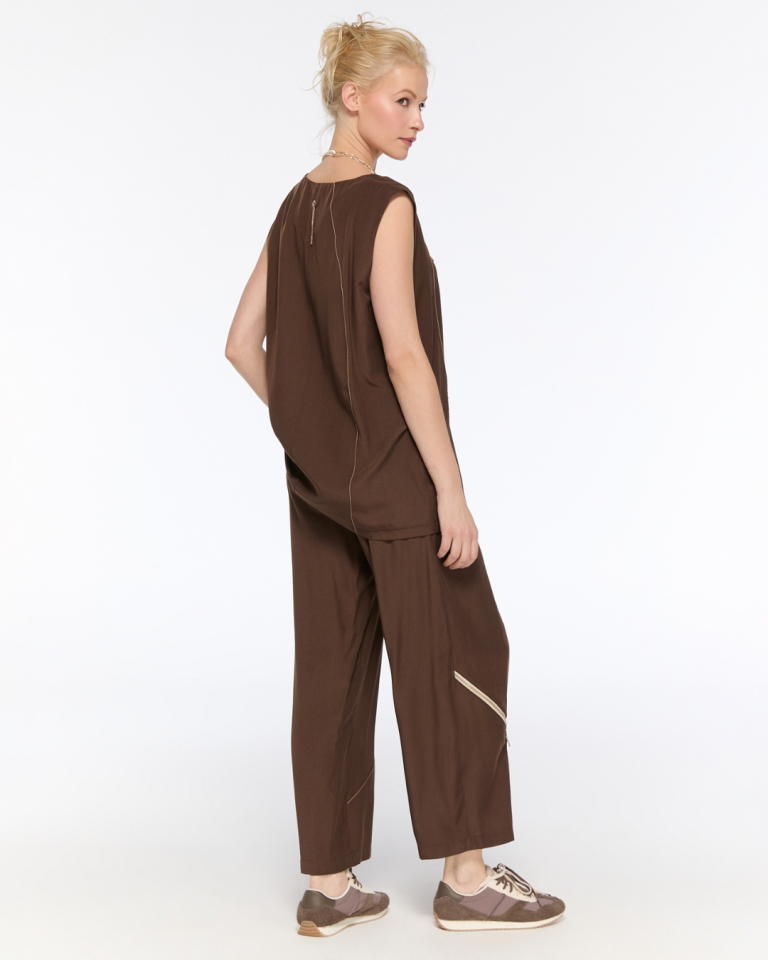 Chic Fermuar Detaylı Pantolon (Kahve)