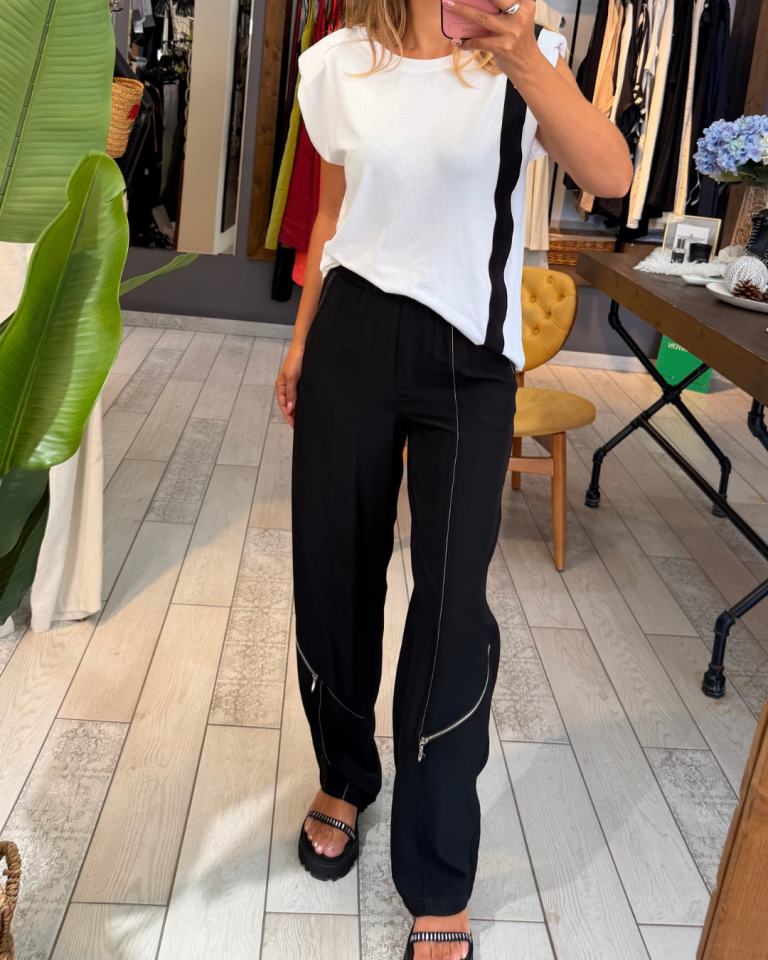 Chic Fermuar Detaylı Pantolon (Siyah)