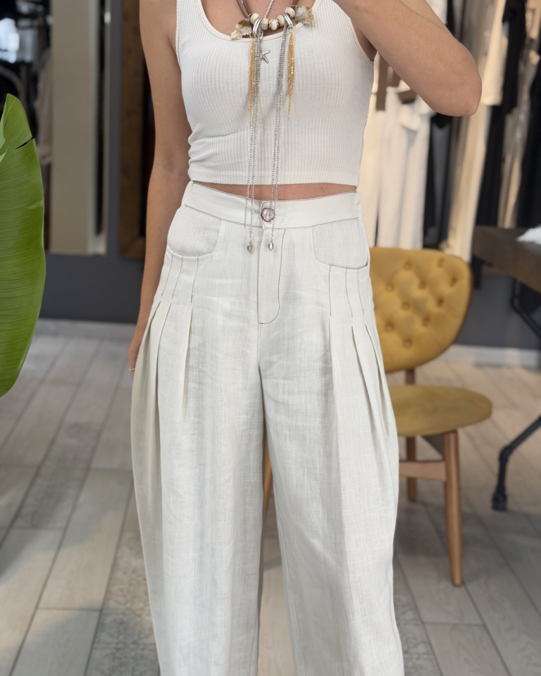 Talia Keten Pantolon (kum rengi)