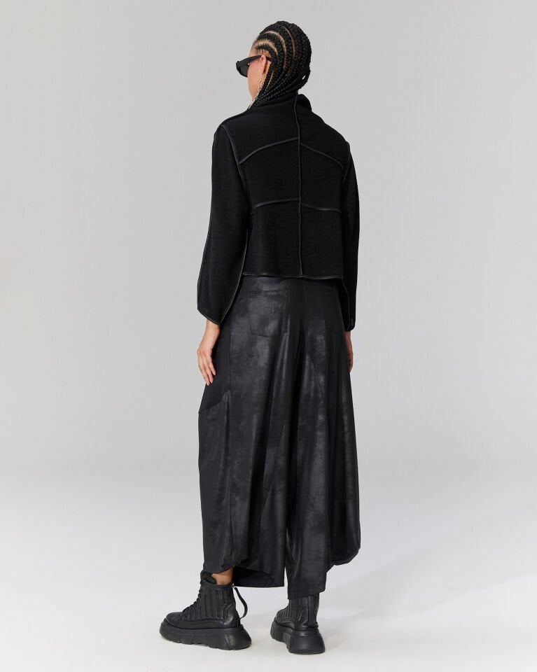 Juno Deri Görünümlü Şalvar Pantolon (Siyah)