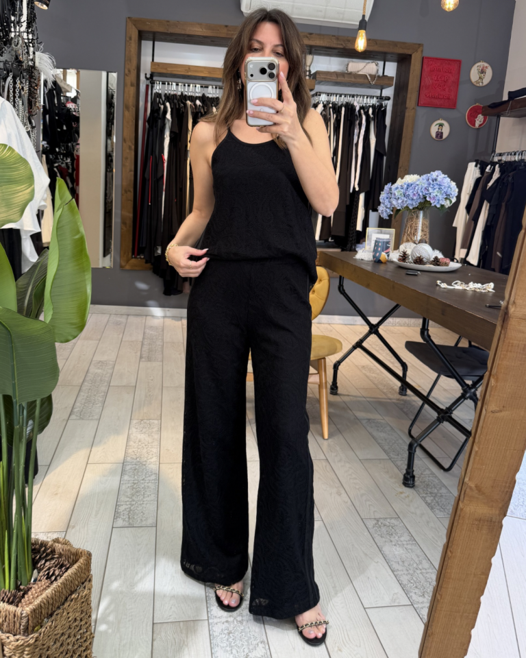 Emma Askılı Dantel Bluz (Siyah)