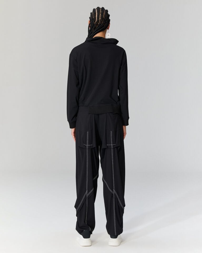 Sonya Yakası Fermuarlı Bluz (Siyah)