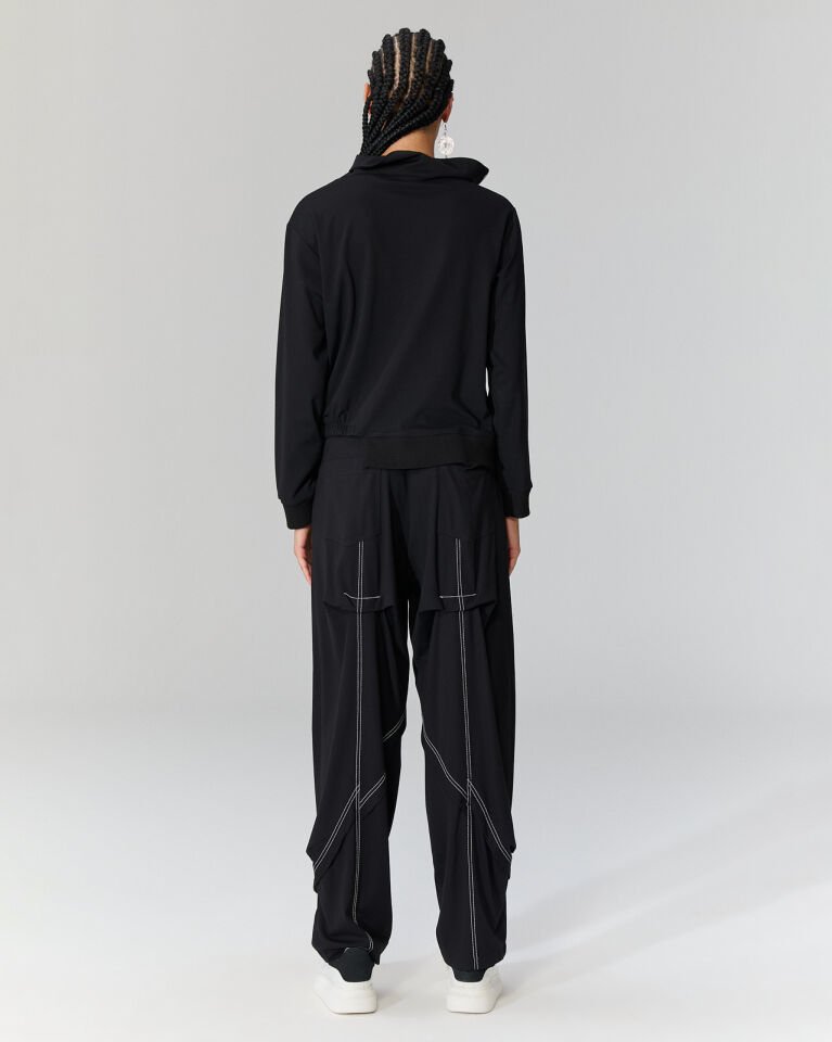 Sonya Yakası Fermuarlı Bluz (Siyah)