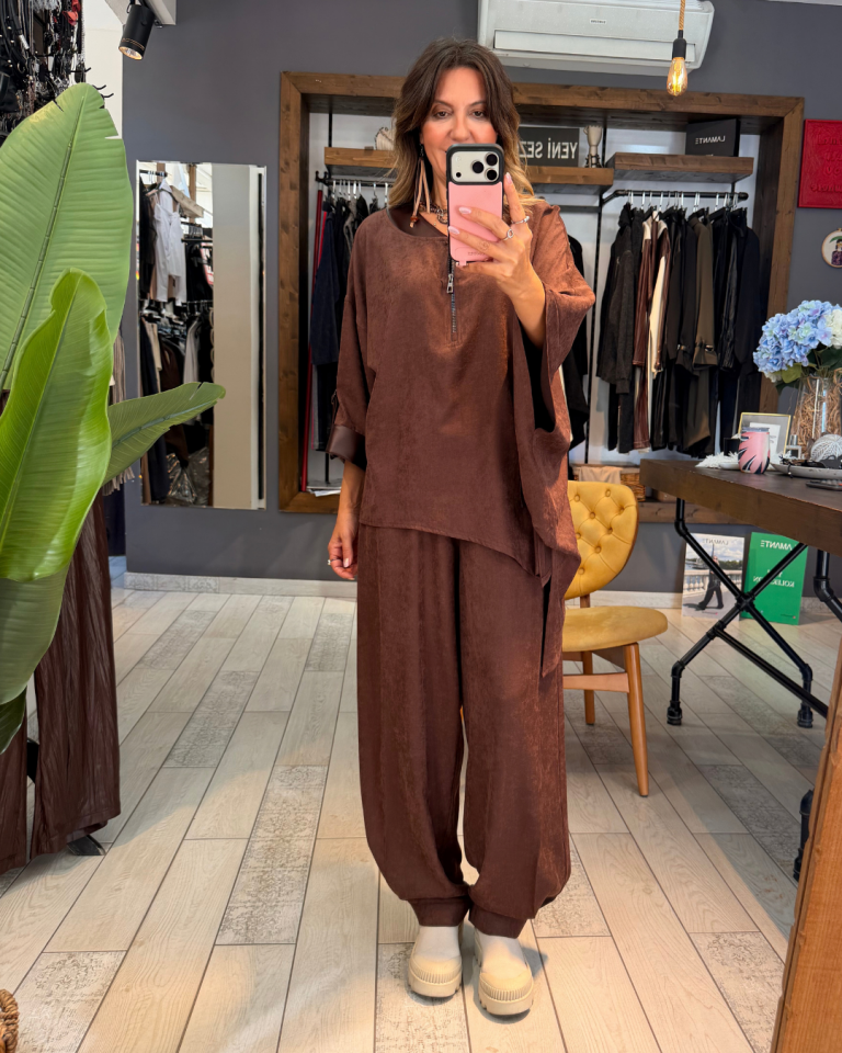 Danielle Nubuk Pantolon (kahverengi)