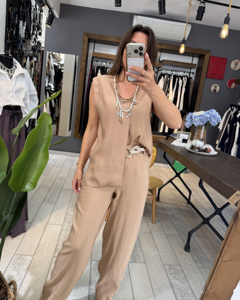 Sophia Sırtı Pencereli Bluz (bej)