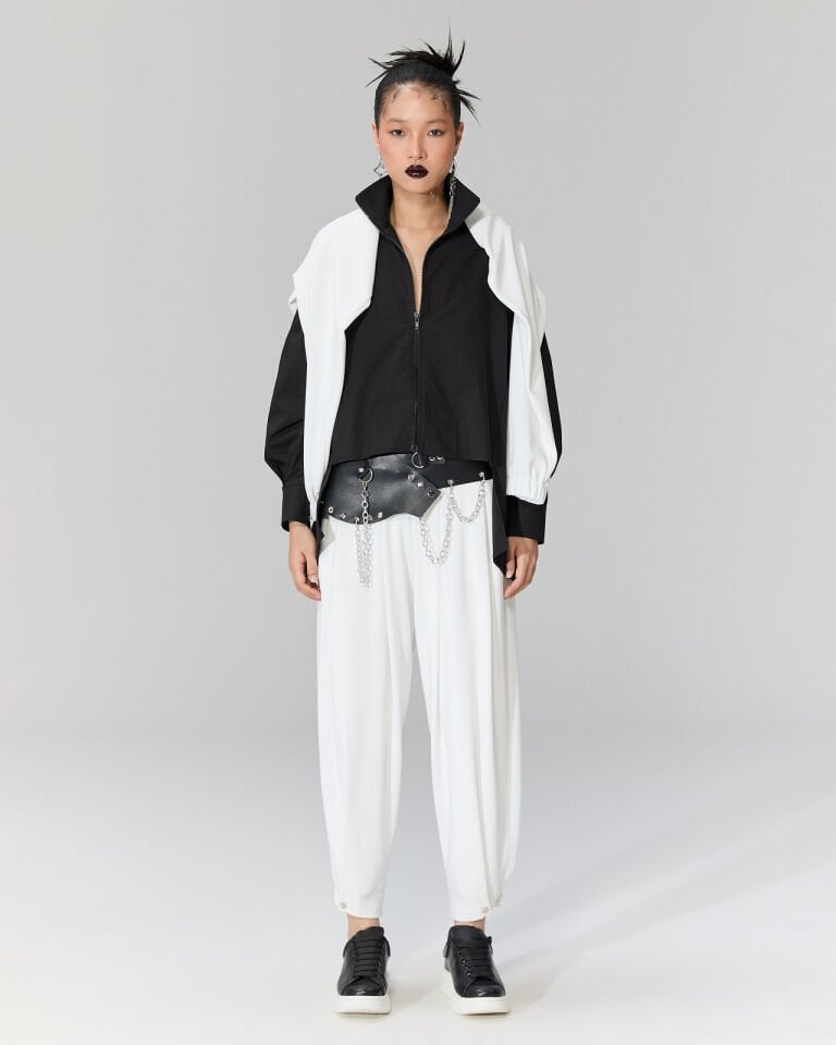 Arkası Uzun Fermuarlı Gömlek (Siyah)