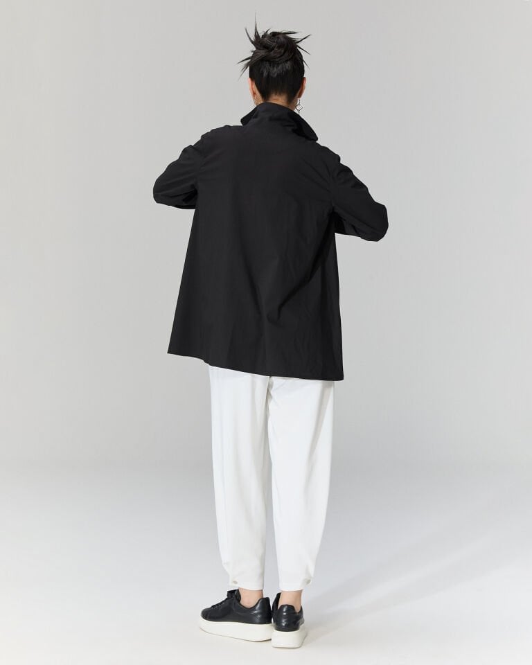 Arkası Uzun Fermuarlı Gömlek (Siyah)