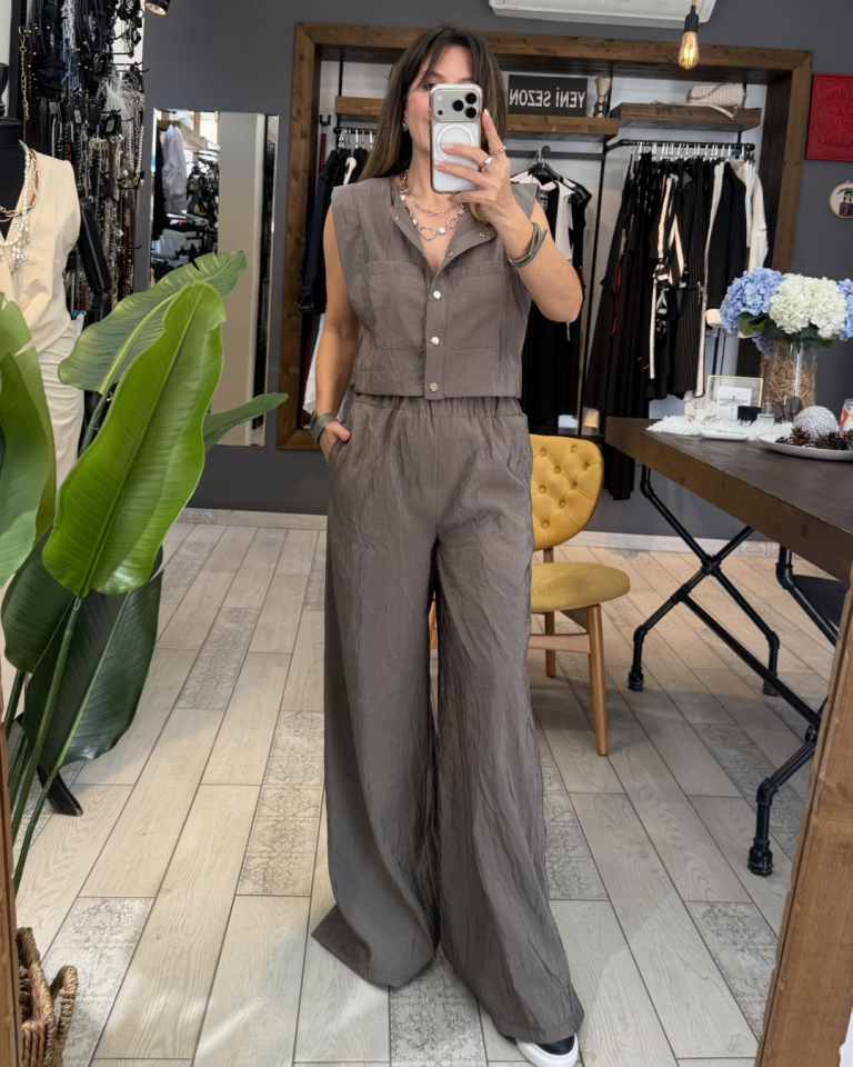 Liora Paraşüt Kumaş Bluz (gri)