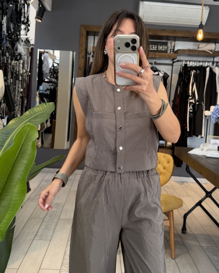 Liora Paraşüt Kumaş Bluz (gri)