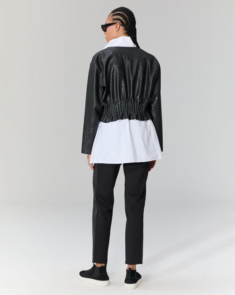 Arkası Uzun Fermuarlı Gömlek (Beyaz)