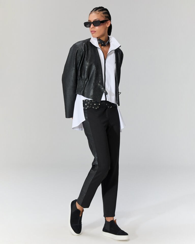 Arkası Uzun Fermuarlı Gömlek (Beyaz)