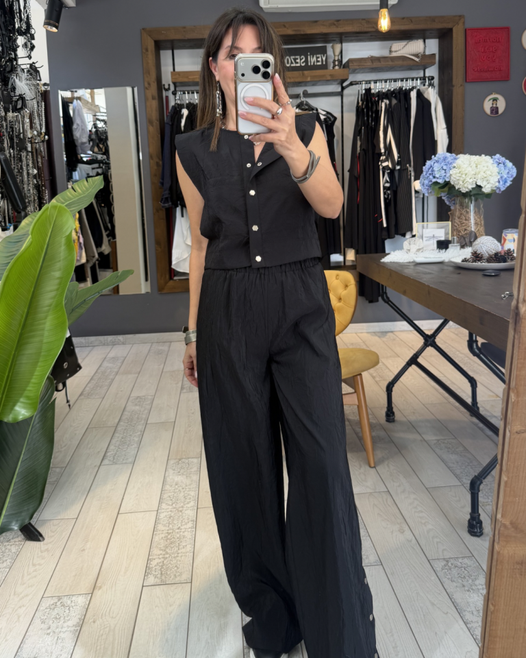 Liora Paraşüt Kumaş Bluz (siyah)