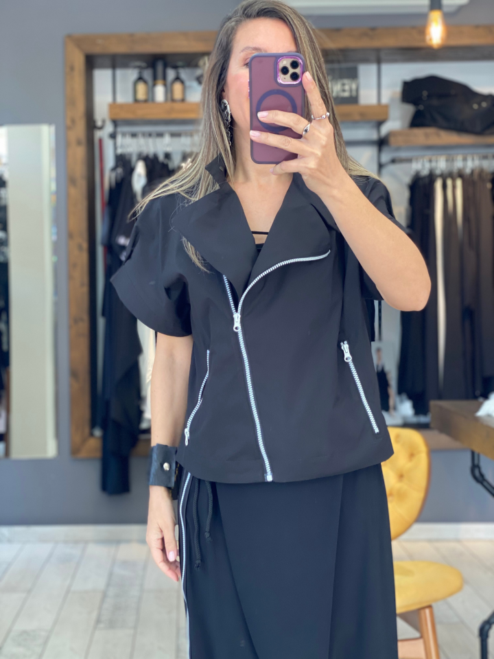 Vernis Fermuarlı Gömlek/Ceket (siyah)