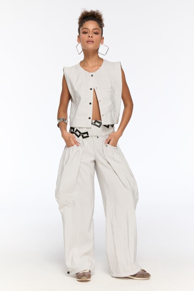 Liora Paraşüt Kumaş Bluz (taşrengi)