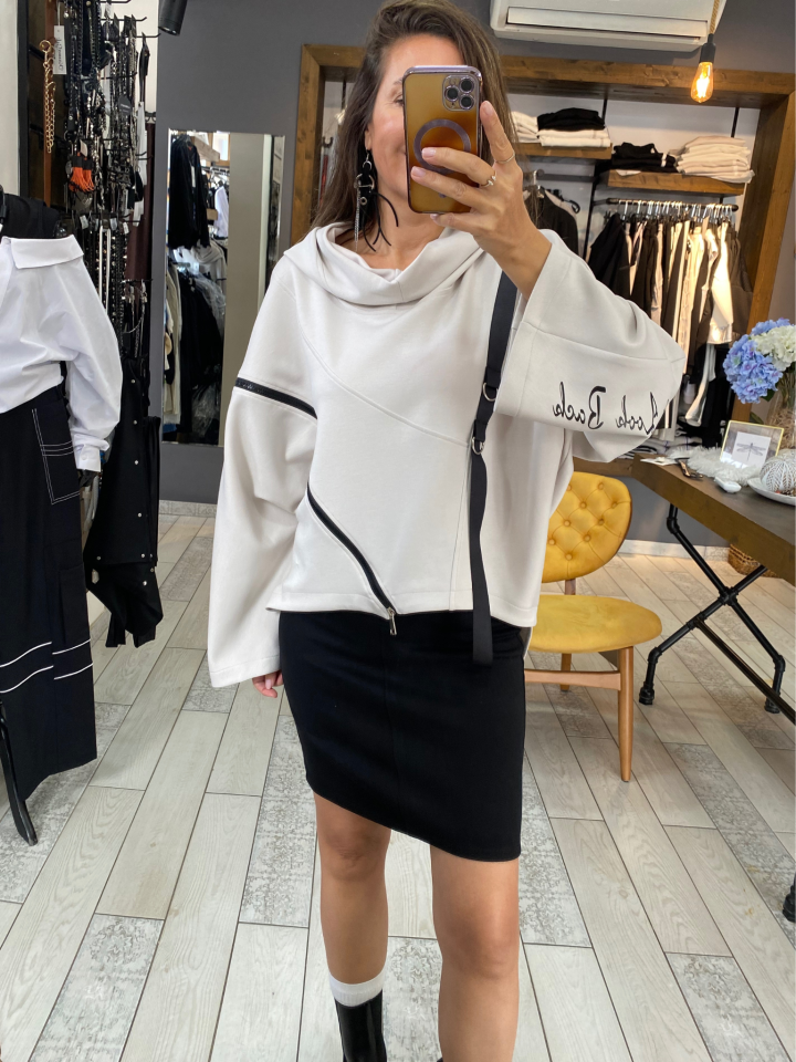 Fermuar Detaylı Modal Sweat (Vizon)