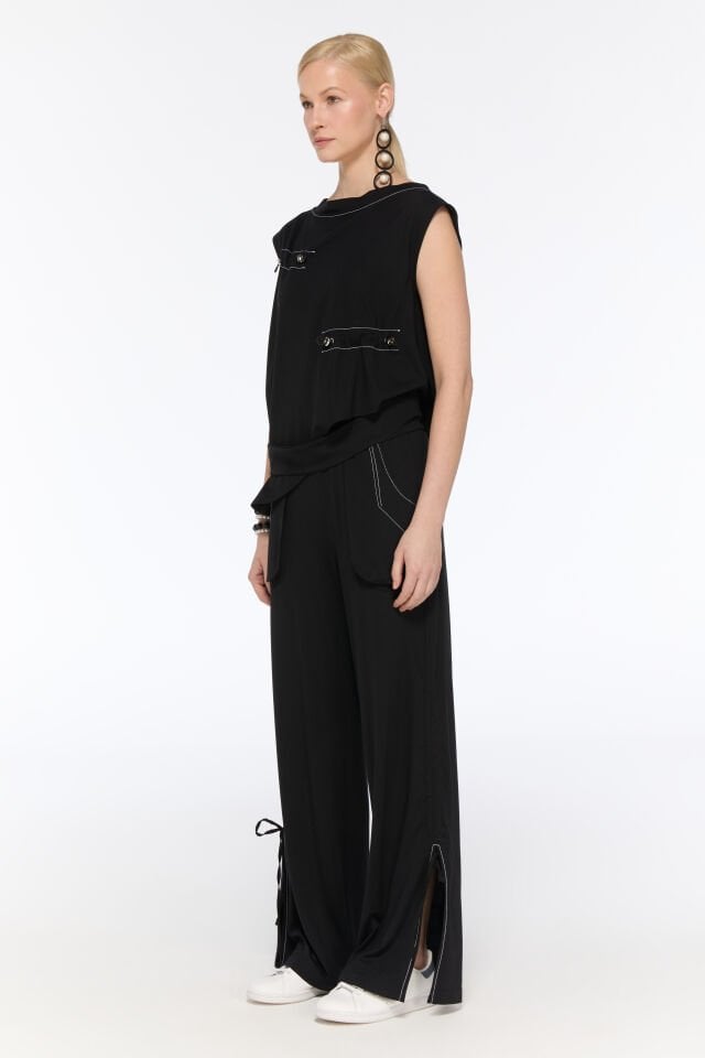 Velora Kemerli Bluz (siyah)